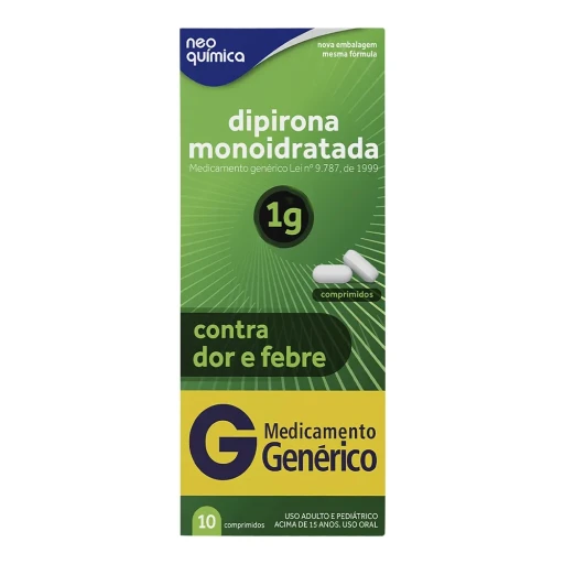 Dipirona Monoidratada 1g 10 Comprimidos Neo Química Genérico