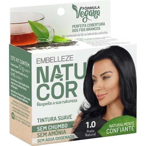 Tintura Natucor 1.0 Preto Natural Vegana Sem Amônia Embelleze