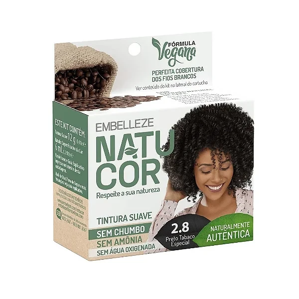 Tintura Natucor 2.8 Preto Tabaco Especial Vegana Sem Amônia Embelleze