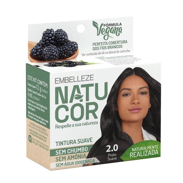 Tintura Natucor 2.0 Preto Suave Vegana Sem Amônia Embelleze