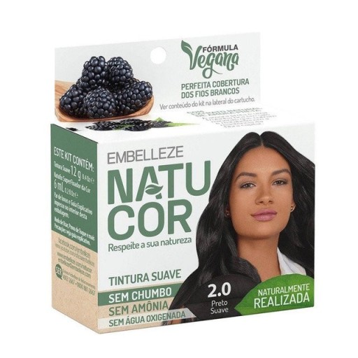 Tintura Natucor 2.0 Preto Suave Vegana Sem Amônia Embelleze