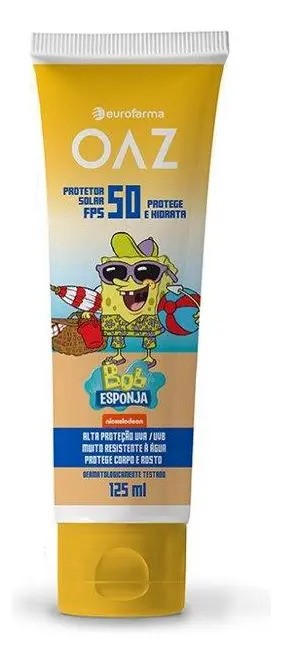 Protetor Solar OAZ Bob Esponja FPS 50 125 ml