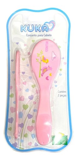 Conjunto Pente e Escova para Cabelo Kuka Azul Cor Rosa