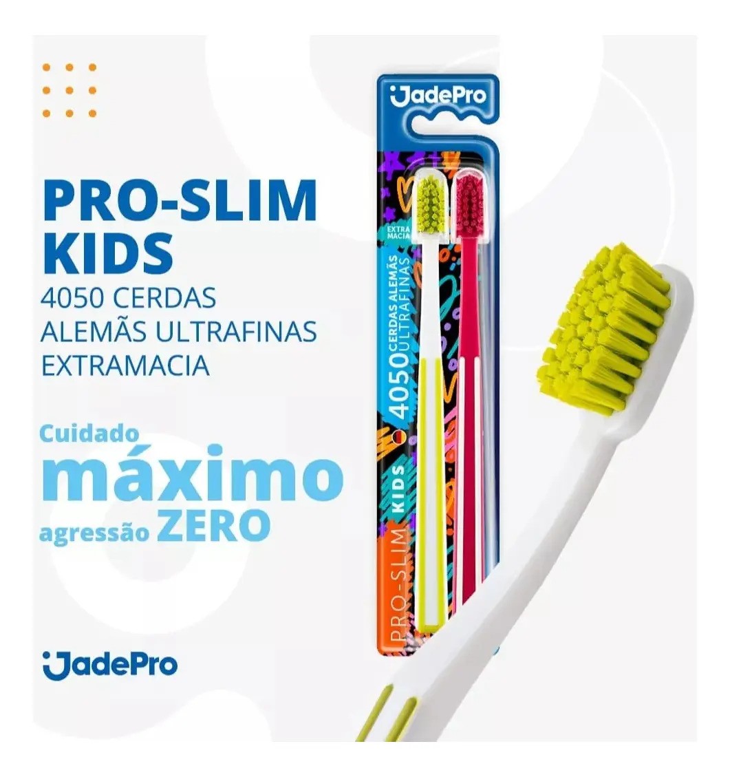 Kit 2 Escovas Infantil JadePro Pro Slim Kids 4050 Multicolor