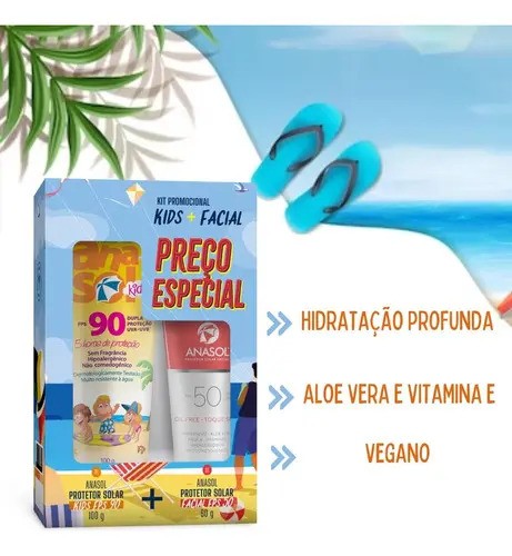 Kit Promocional Protetor Facial Fps50 + Protetor Kids Fps90