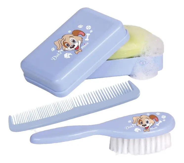 Kit Banho Duke com Escova Pente e Saboneteira Petita 7910