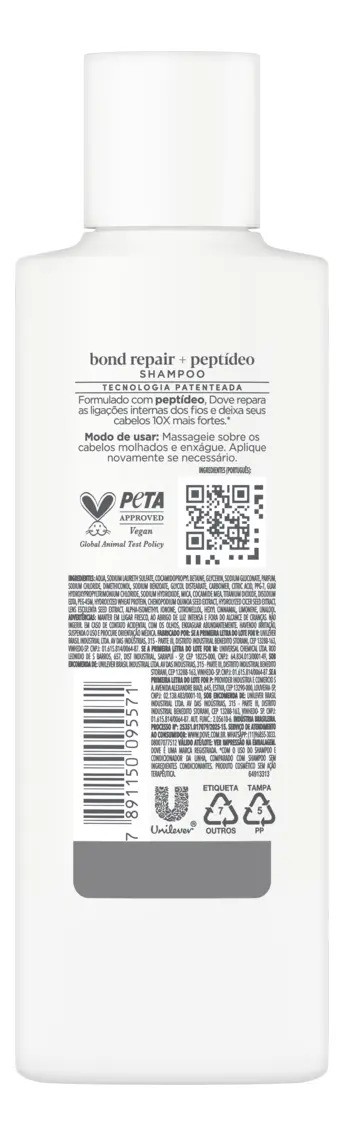 Dove Shampoo Bond Repair + Peptídeo 175ml