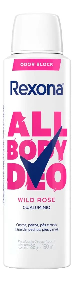 Rexona All Body Deo Desodorante Aerossol Wild Rose 150ml