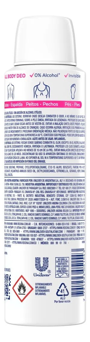 Rexona All Body Deo Desodorante Aerossol Wild Rose 150ml