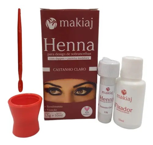 Henna Makiaj Design de Sobrancelhas Profissional 1,5g 10ml Castanho Escuro