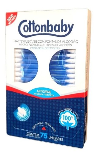 Hastes Flexíveis de Algodão Cottonbaby Caixa com 75 Unidades