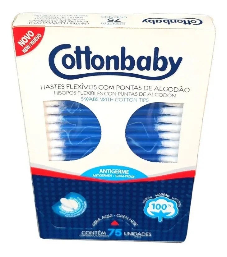 Hastes Flexíveis de Algodão Cottonbaby Caixa com 75 Unidades