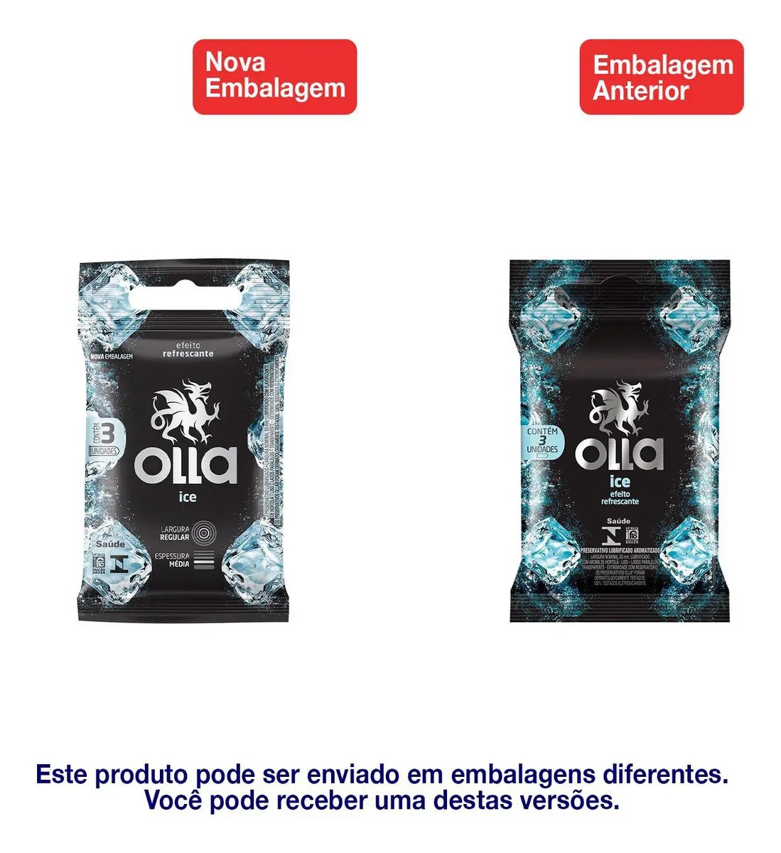 Olla Ice Camisinha Preservativo - 3 Unidades