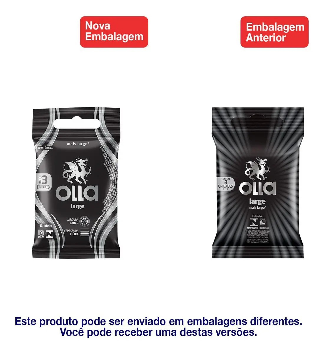 Olla Large Camisinha Preservativo - 3 Unidades