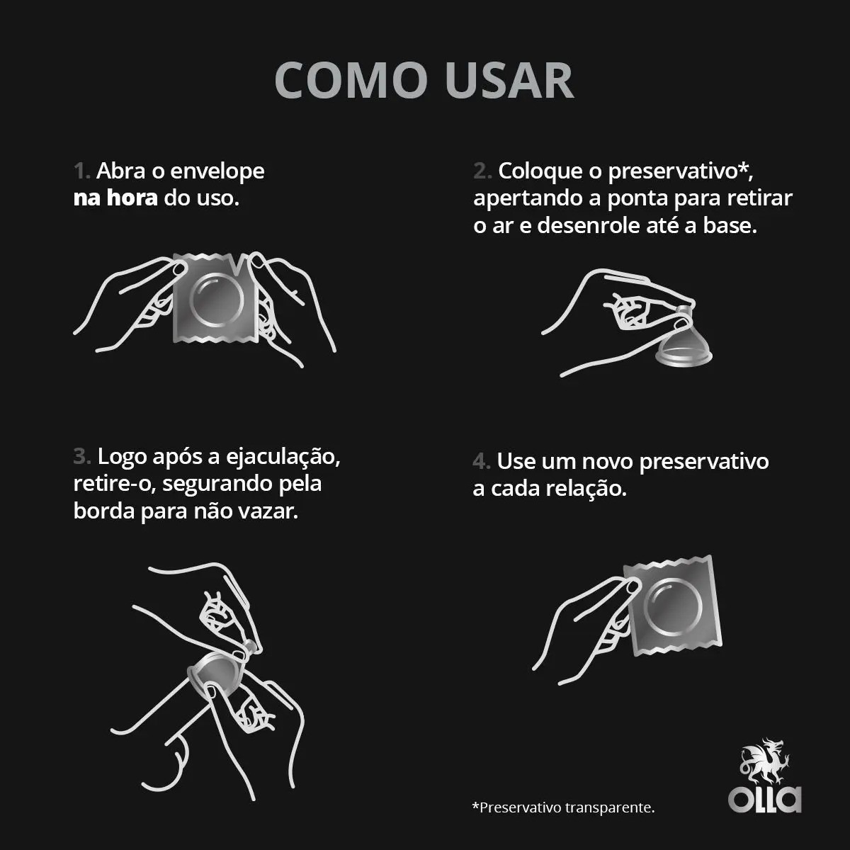 Olla Large Camisinha Preservativo - 3 Unidades