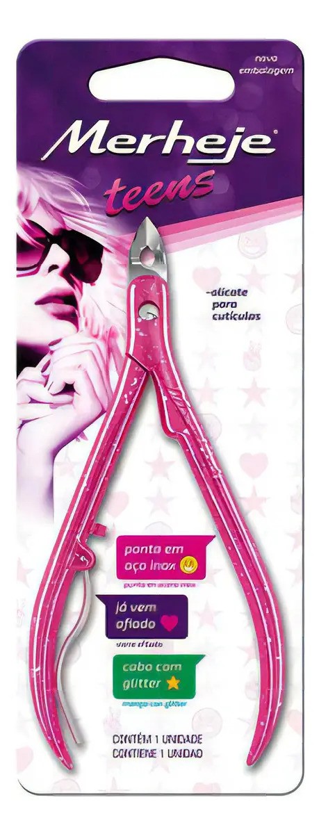 Alicate para Cutículas Merheje Teens Rosa