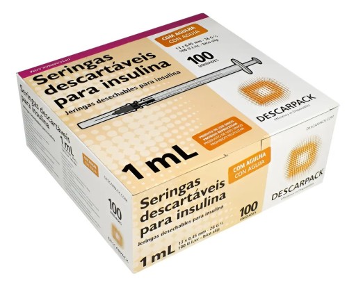 Seringa Insulina SR 1 mL + Agulha 13x4,5 100 Unidades