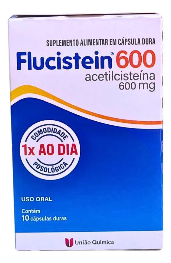 Suplemento Alimentar União Química Flucistein 600mg Acetilcisteína 10 Cápsulas