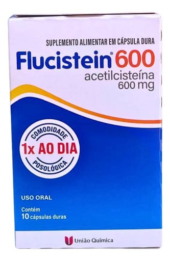 Suplemento Alimentar União Química Flucistein 600mg Acetilcisteína 10 Cápsulas