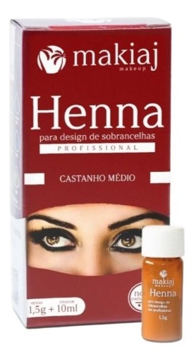Henna Sobrancelhas Makiaj 1,5g Com Fixador 10ml Castanho Médio