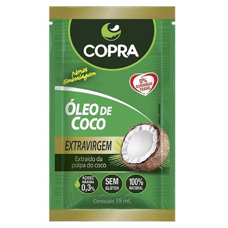 Óleo de Coco Extra Virgem Copra em Sachê sem Glúten 15 g