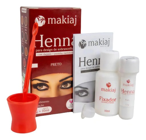 Henna Design De Sobrancelha Makiaj Dappen + Pazinha Medidora Cor Preto