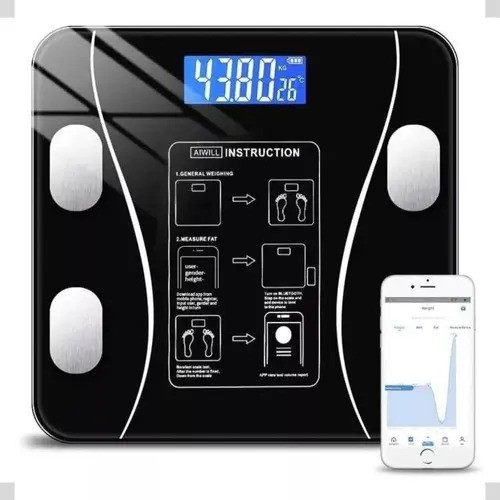Balança Corporal Bioimpedância Digital Banheiro Profissional Preto - Voltagem