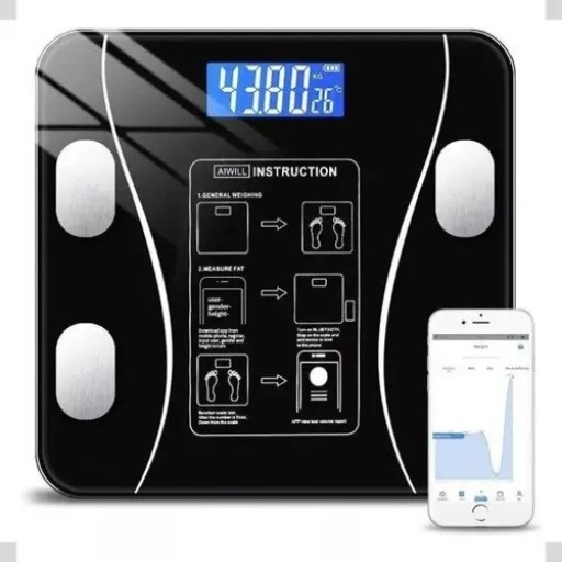 Balança Corporal Bioimpedância Digital Banheiro Profissional Preto - Voltagem