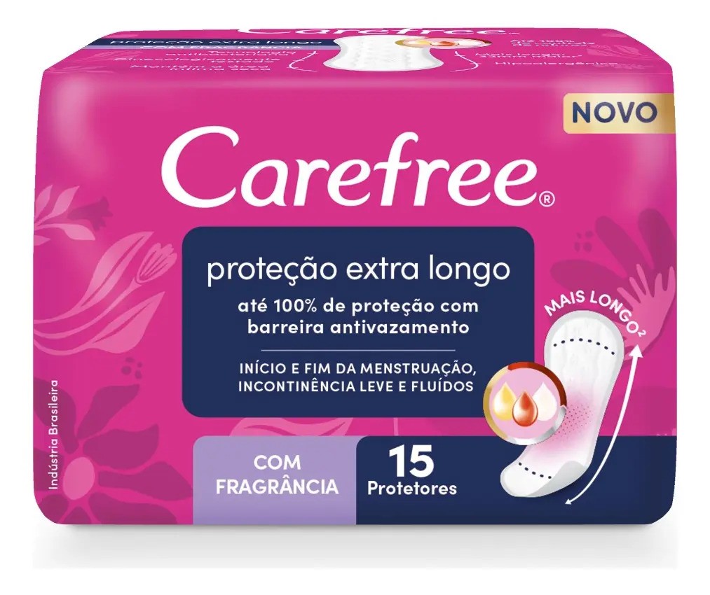 Carefree Protetor Diário Extra Longo com Fragrância 15 un