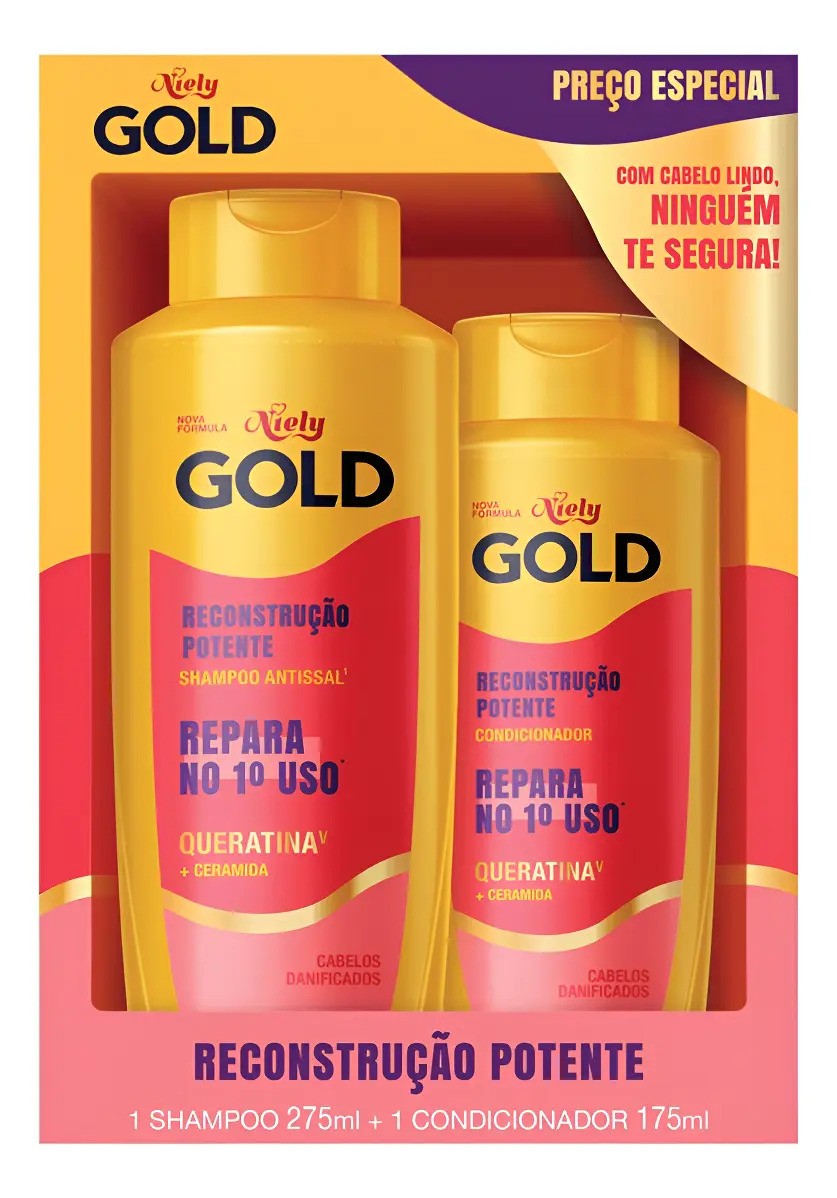 Shampoo + Condicionador Niely Gold Reconstrução Potente