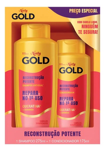 Shampoo + Condicionador Niely Gold Reconstrução Potente