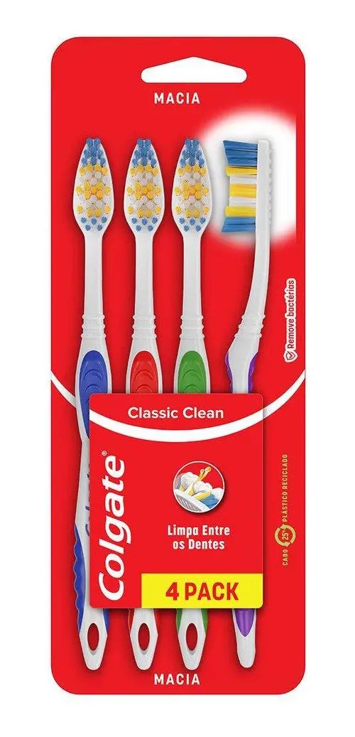 Escova Dental Colgate Classic Clean Com 4 Unidades