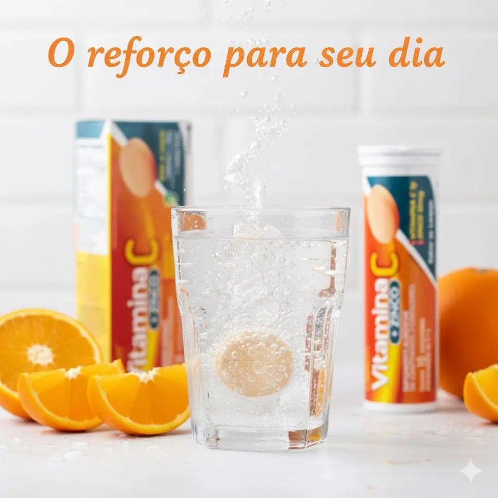 Vitamina C Efervescente + Zinco Geovit Laranja - 10 comprimidos