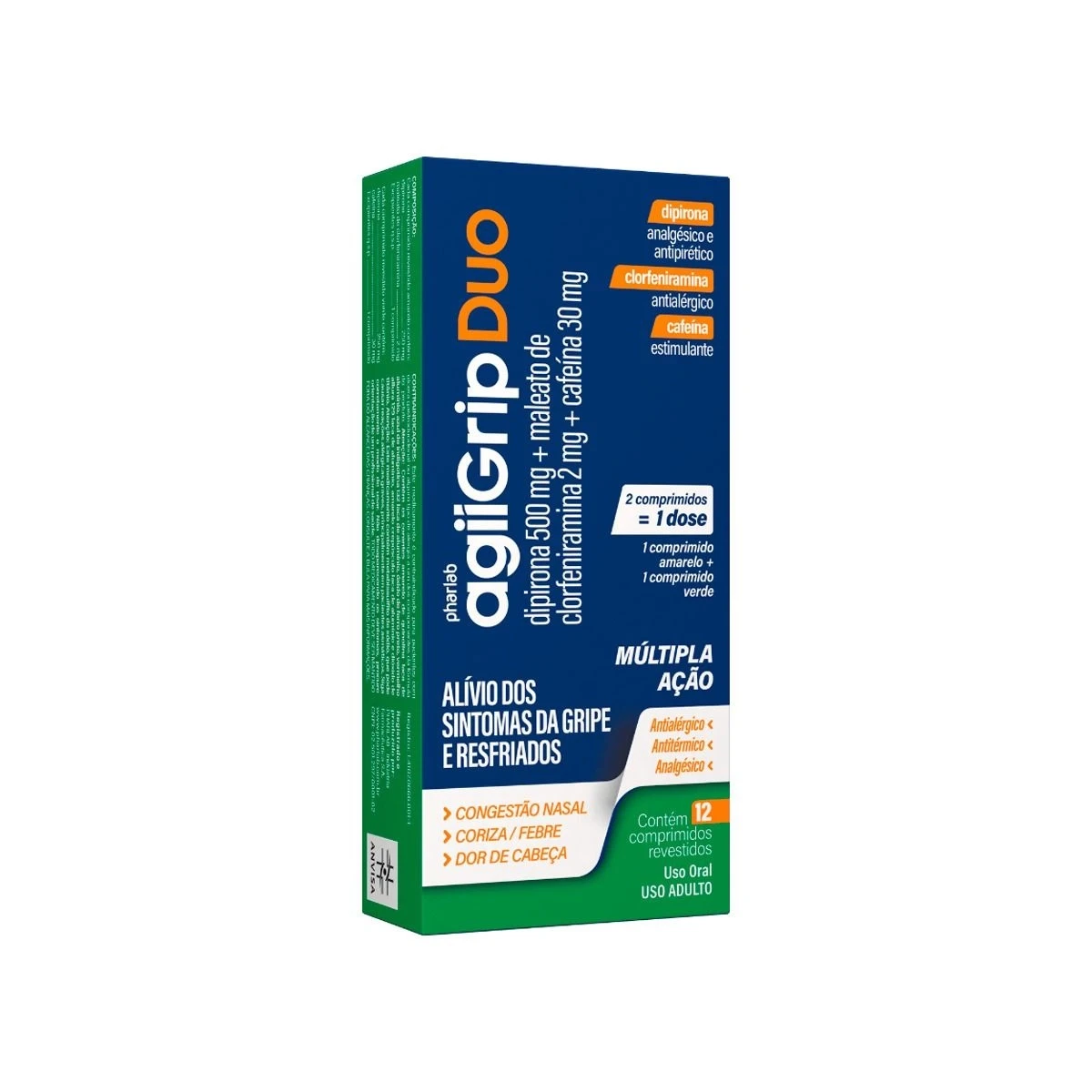 Agiigrip Duo 500mg/2mg/30mg 12 Comprimidos Pharlab