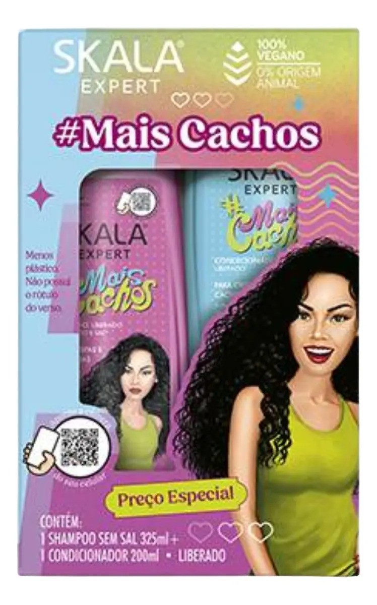 Kit Shampoo 325 ml + Condicionador 200 ml Mais Cachos Expert Skala