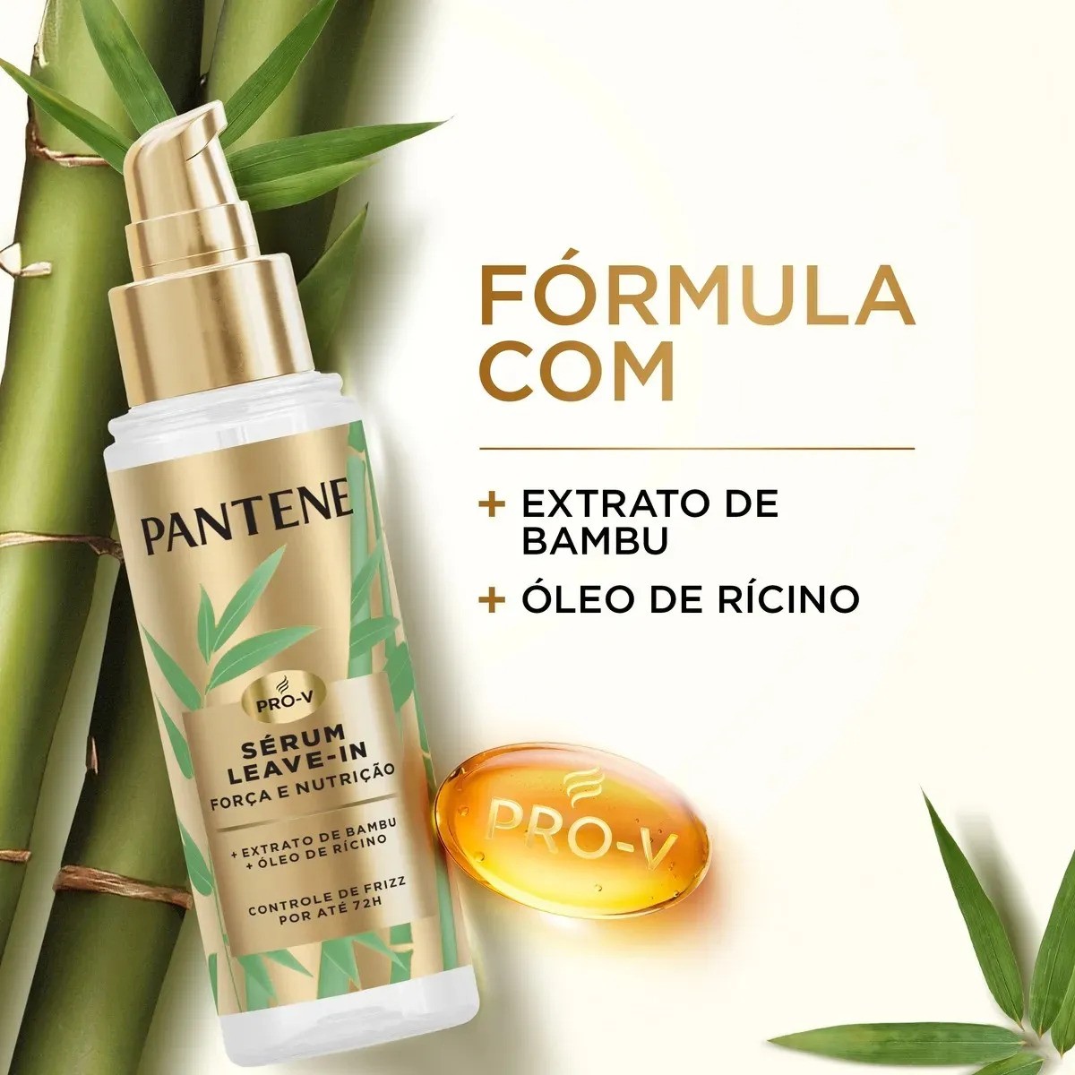 Sérum Leave-in Pantene Bambu Força e Nutrição, Controle de Frizz por até 72 horas, Não pesa no cabelo, 95ml