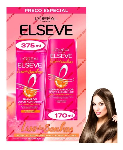 Kit Shampoo 375ml e Condicionador 170ml Liso dos Sonhos Efeito Botox - Elseve