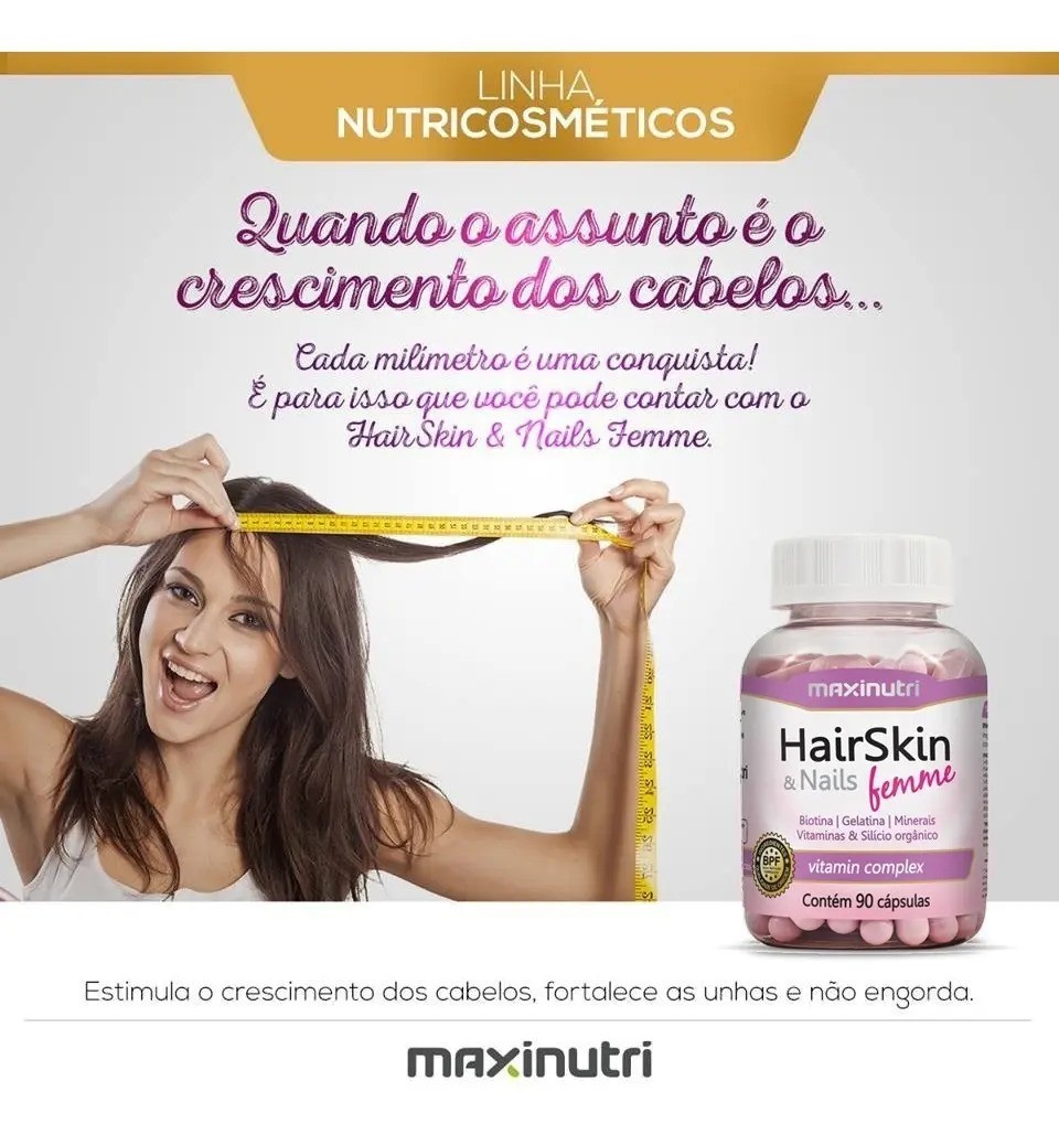 Hair Skin & Nails Femme Biotina 90 Cápsulas Maxinutri