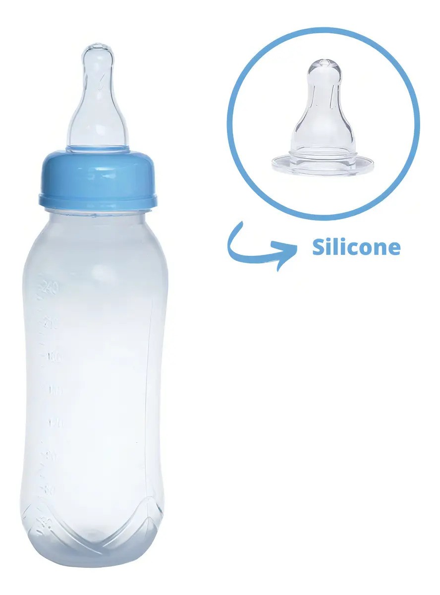 Mamadeira Mamita de 240 mL com Bico de Silicone - Azul