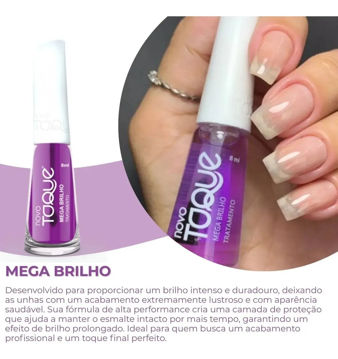 Esmalte Acabamento Transparente 8 Ml Toque - Opções Mega Brilho