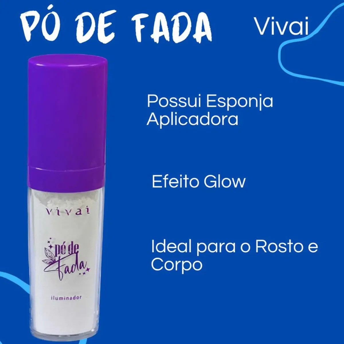 Iluminador Facial Pó de Fada Vivai Branco Vegano com Aplicador