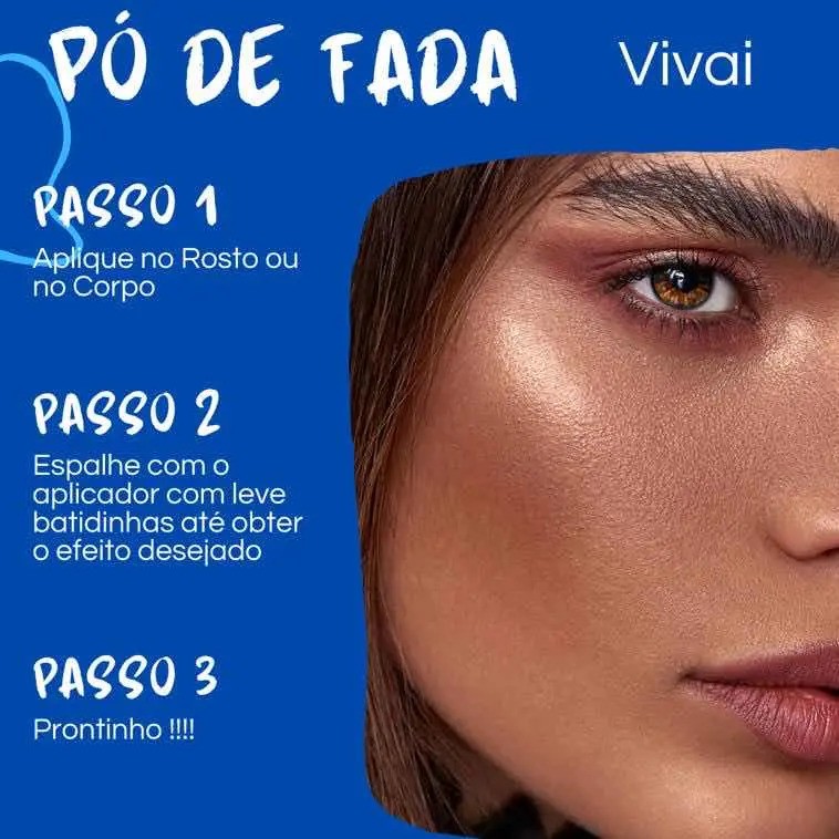 Iluminador Facial Pó de Fada Vivai Branco Vegano com Aplicador