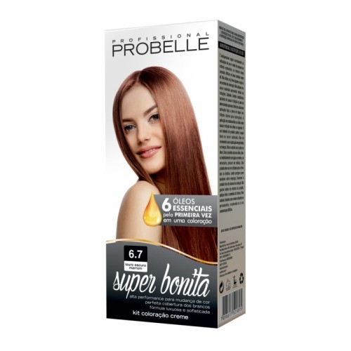 Coloração Permanente Probelle Super Bonita 6.7 Louro Escuro Marrom 50ml