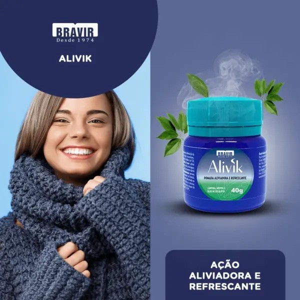 Bravir Pomada Refrescante Alivik Alivia a Dor 1un 40gr