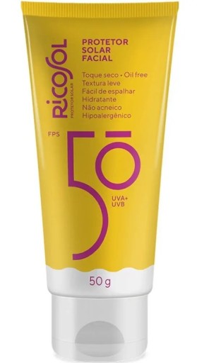 Protetor Solar Facial Ricosol Toque Seco Oil-free FPS50 50g