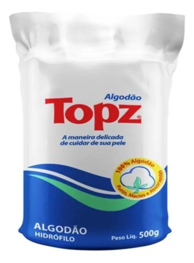 Algodão Topz Rolo 500g - 100% Algodão Macio e Absorvente