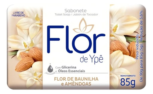 Sabão em barra Flor de Ypê Flor de Baunilha e Amêndoas 85 g