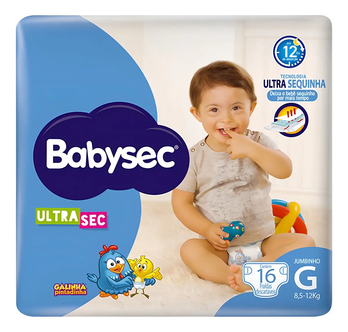 Fralda BabySec Ultrasec Galinha Pintadinha G 16 Unidades
