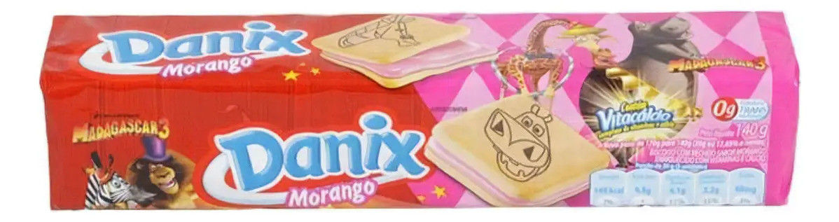 Biscoito Recheado Danix Smurfs Morango 130g