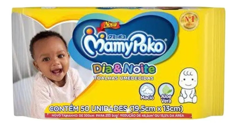 Toalhas Umedecidas MamyPoko 50 Unidades Suave Aloe Vera Sem Álcool